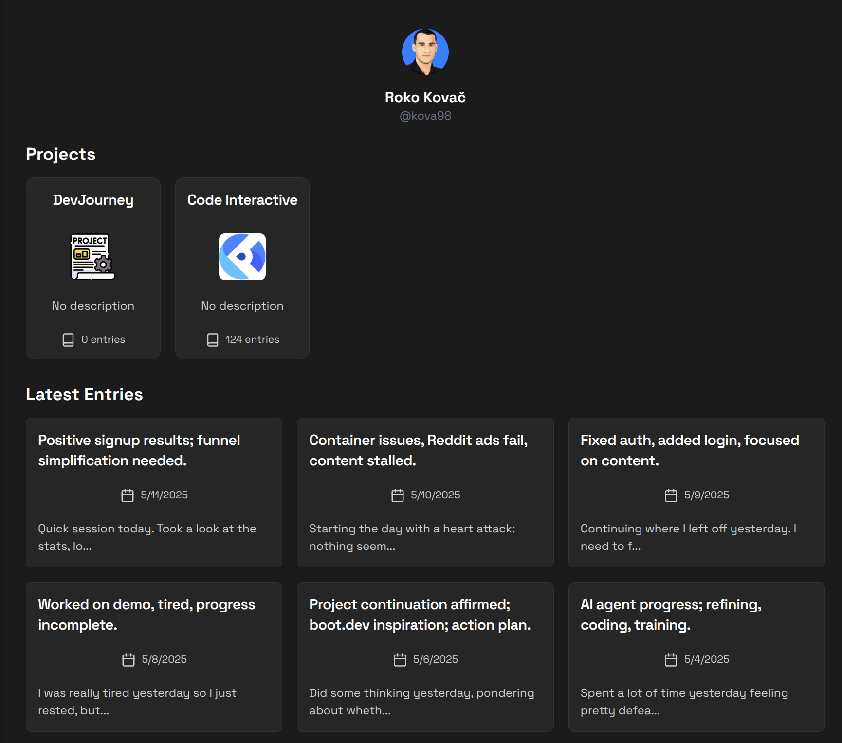 profile page